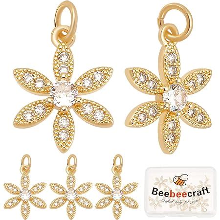 Amazon Beebeecraft Box Pcs Cubic Zirconia Flower Charms K