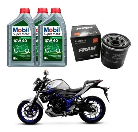 Kit Troca Óleo Yamaha Mt 03 Ph6017a Mobil 10w40