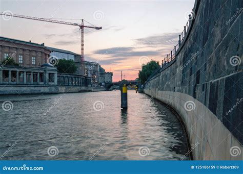 Sunset Over Spree River Near Museum Island. Editorial Stock Image ...