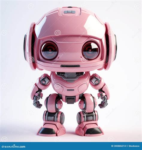 Hyper Detailed Pink Robot 3d Rendering In Dolly Kei Style Stock