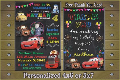 Editable Disney Cars Birthday Invitation Template Free Templates