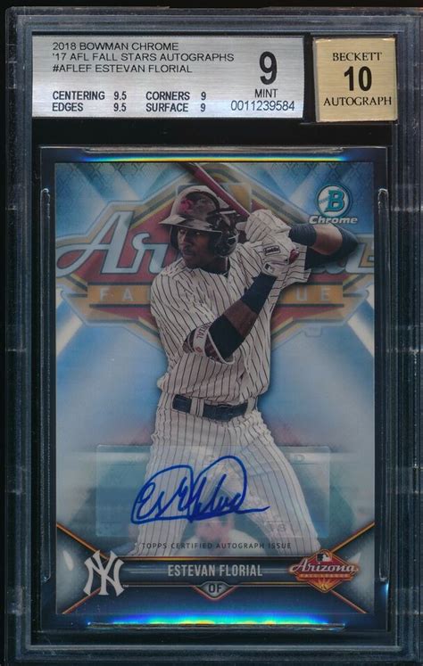 Estevan Florial Auto Bowman Chrome Afl Fall Stars Rc Bgs Mint