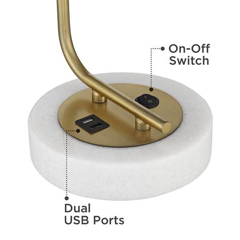 Possini Euro Shasta Warm Gold And Marble Desk Lamp With Dual Usb Ports 692v1 Lamps Plus