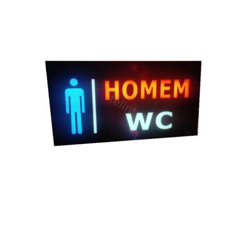 Placa Led Letreiro Luminoso Painel Homen WC Banheiro Telintec