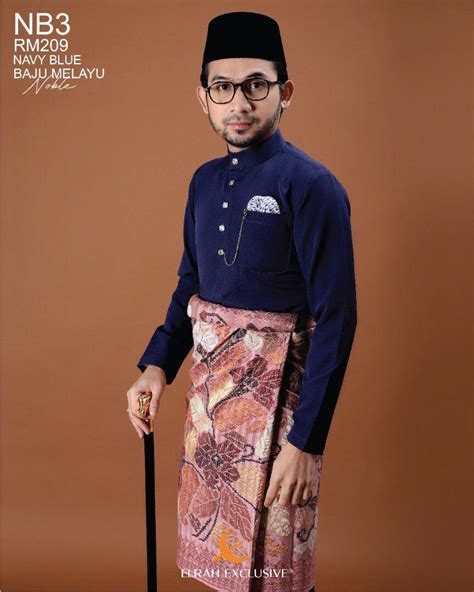 Baju Melayu Biru Navy Baju Melayu Lux Navy Blue Elrah Exclusive