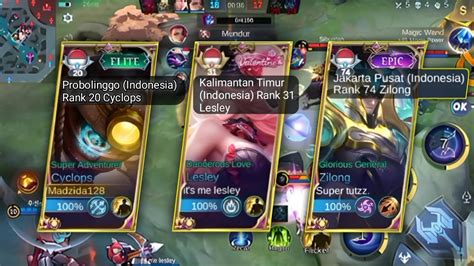 SOLO RANK KETEMU ZILONG JAKARTA PUSAT DAN LESLEY KAL TIM AUTO WIN