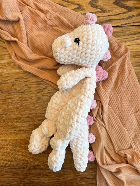 Pink Dinosaur Crochet Knotted Lovey Ready To Ship Snuggler Stuffie Gift