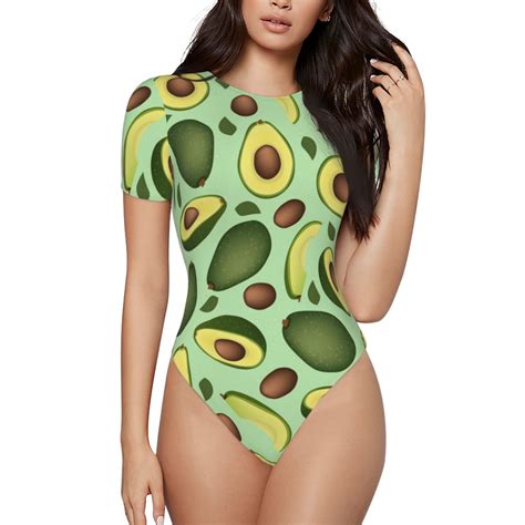 Easygdp Avocado With Seeds Womens One Piece Swimsuit Slim Fit Crew