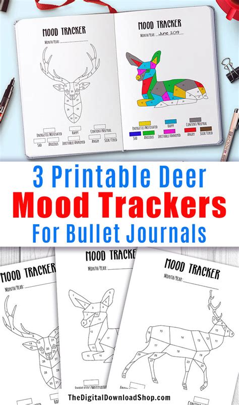 3 Bullet Journal Mood Tracker Printables Deer The Digital Download Shop