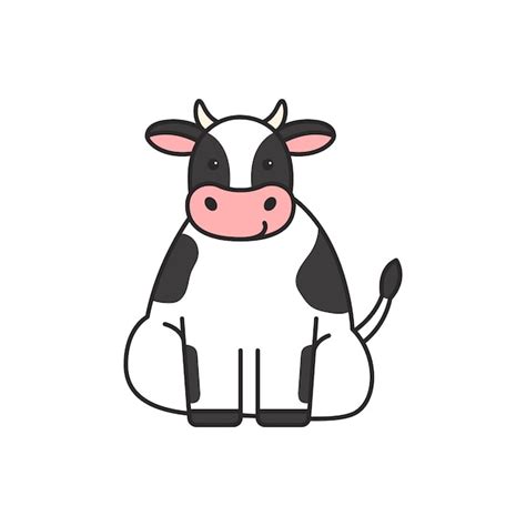 Una Linda Vaca De Dibujos Animados Aislada Sobre Un Fondo Blanco