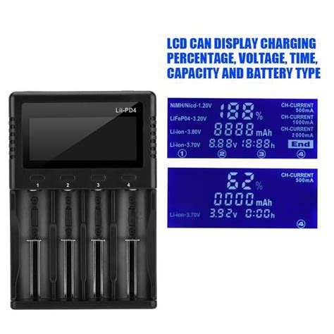 Chargeur LCD Liitokala Lii PD4 QIILU 4 Emplacements Batterie Li