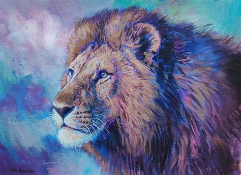 Lion Gouache Painting By Gabriel Hermida Artfinder