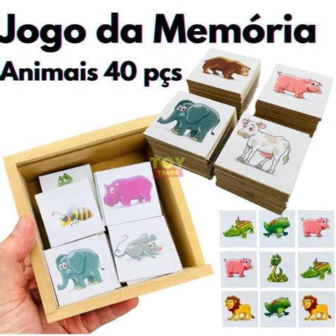 JOGO DA MEMORIA ANIMAIS E FILHOTES INFANTIL EDUCATIVOS 40 PC Casas Bahia