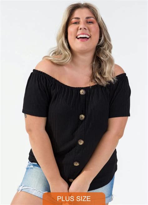 Blusa Feminina Plus Size Preto Rovitex