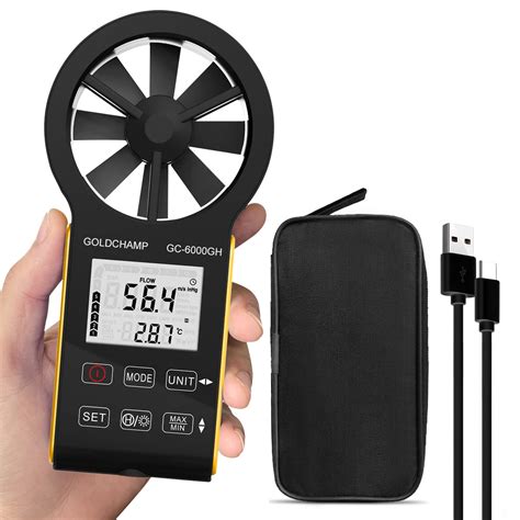 Digital Anemometer CFM Rechargeable Waterproof Anemometer Measures