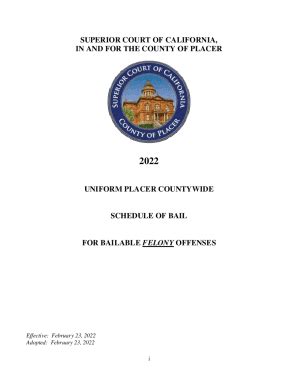 Fillable Online Uniform Placer Countywide Schedule Of Bail For Bailable