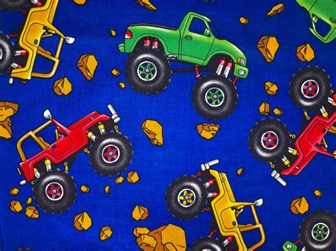 Fun World Monster Truck Fabric Fat Quartet Continuous Cut Etsy