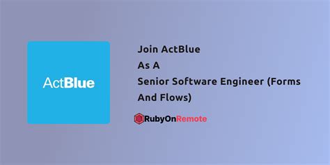 Senior Software Engineer Forms And Flows Remote Job At Actblue