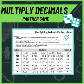 Multiplying Decimals Partner Game By Amanda Karich TpT