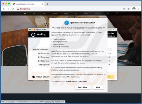 Oszustwo Pop Up Apple Platform Security Mac Instrukcje Usuwania