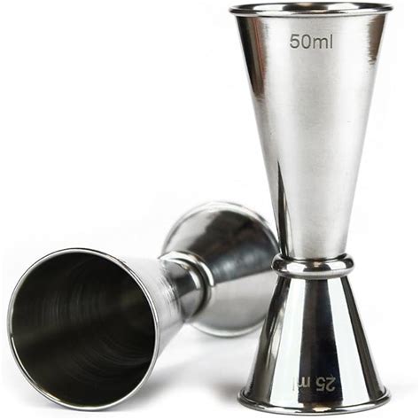 Cocktail Jigger Dual Spirit Japanese Measure Cup Stainless Steel Silver Professional Bartender