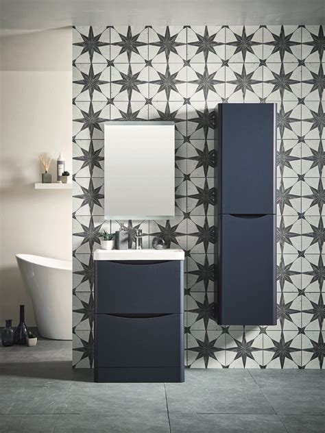 Vasari Bella Indigo Blue Wall Hung Tall Bathroom Cabinet 400 X 340mm