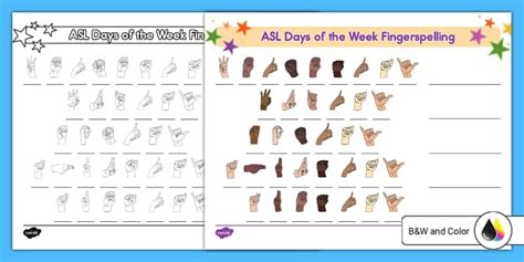 ASL Days Of The Week Fingerspelling Activity Teacher Made