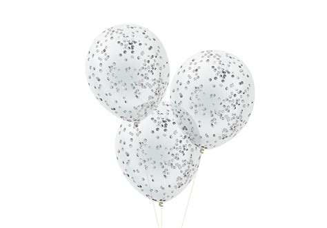 Set Globos Redondos Cristal Con Confetti Plata Globox