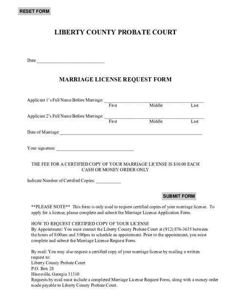 Fillable Online Marriage License Application Probate