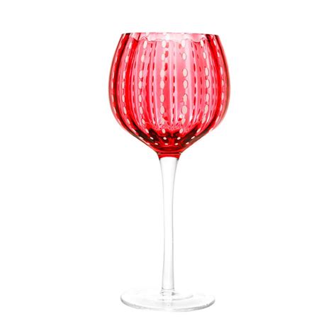 Jogo 2 Taças Para Vinho De Vidro Orquídea Vermelho 450ml 20583 Wolff