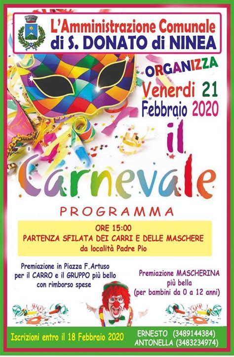 Il Carnevale 2020 ArrivaDivertiamociVenite Numerosi Giornale