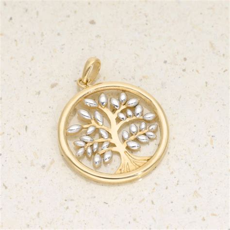 Pendentif Arbre De Vie A Lys En Or Bicolore Ae P Aelys