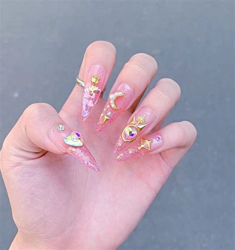 Handmade Sailor Moon Press On Nails Sailor Moon Nails Japanese Etsy