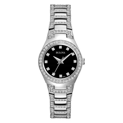 Bulova Bulova Women S Crystal Silver Stainless Steel Quartz Watch