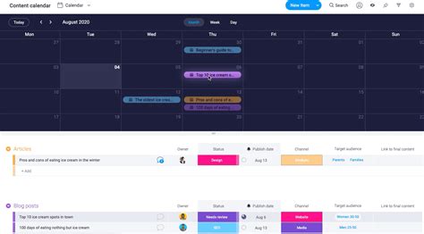 Content calendar template | monday.com