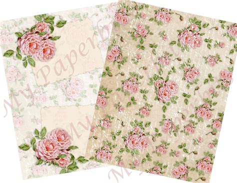 Digital Vintage Shabby Pink Rose Pink Rose Digital Junk Etsy