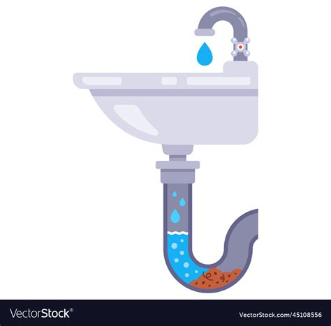 Sink Clogging Blockage In The Pipe Royalty Free Vector Image