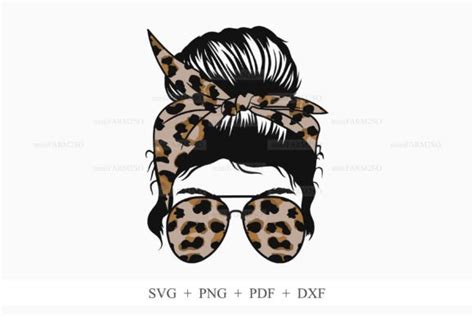 Messy Bun Svg Aviator Glasses Leopard Graphic By MiniFARM2SO