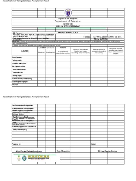 2021 Brigada Eskwela Forms 1to 7 Pdf Volunteering Classroom