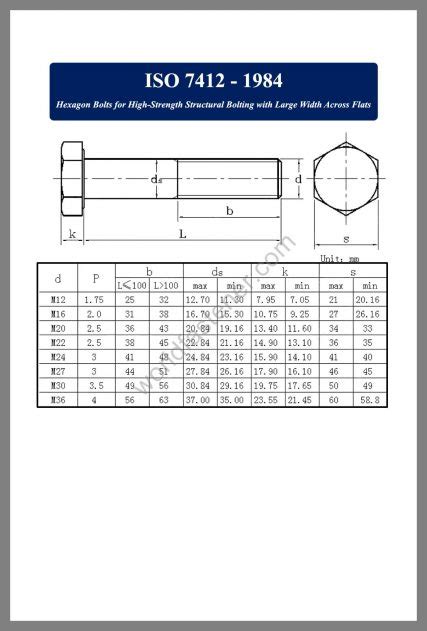 Iso 7412 Strength Structural Bolting Fasteners Bolt Nut Screw