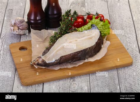 Raw Wolffish Steak Ready For Cooking Stock Photo Alamy