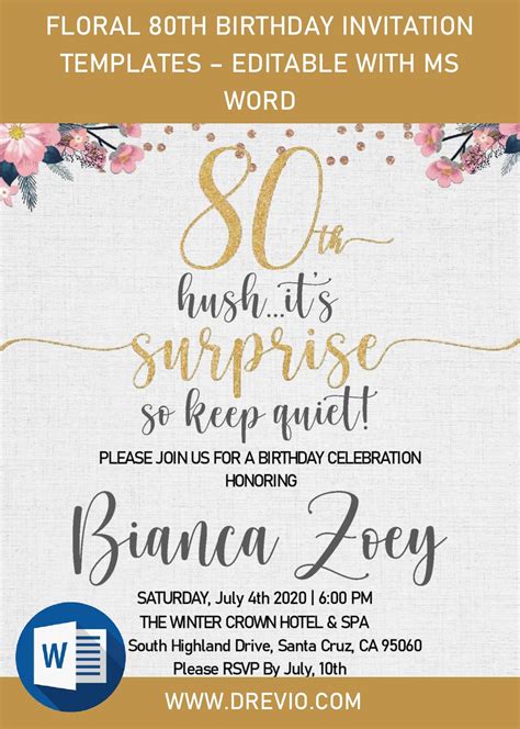 80th Birthday Party Invitation Wording Samples Danyelle Jarrett