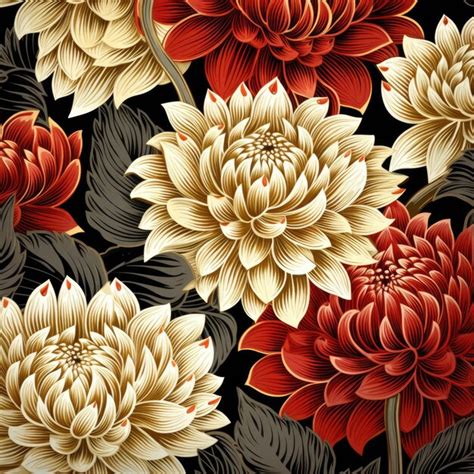 Premium Photo Vintage Elegance Art Deco Dahlias A Timeless Seamless