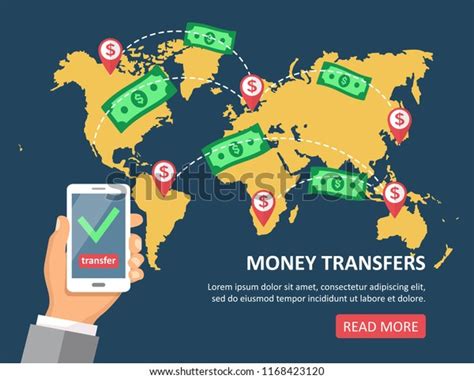 Online Money Transfer Concept Male Hand Stock Vector Royalty Free