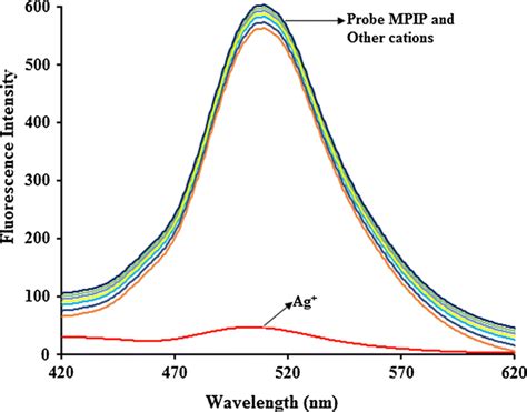 Fluorescence response of probe MPIP 10 µM in DMSO H2O 1 9 v v