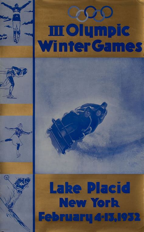 III Olympic Winter Games 1932 Lake Placid New York Bobsled Poster