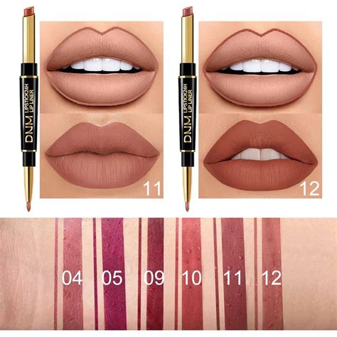 6Pcs Lip Liner And Lipstick Set DNM Chestnut Nude Dark Red Matte Pens