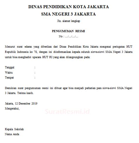 Detail Contoh Surat Pengumuman Sekolah Koleksi Nomer