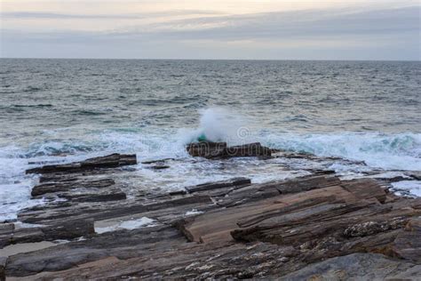 Southern Maine Rocky Atlantic Coastline Stock Image Image Of Seascape