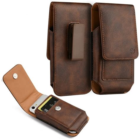 6.5-inch Vertical Brown PU Leather Universal Cell Phone Holster Pouch ...